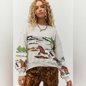 Free People Daydreamer Running Horse Sweatshirt